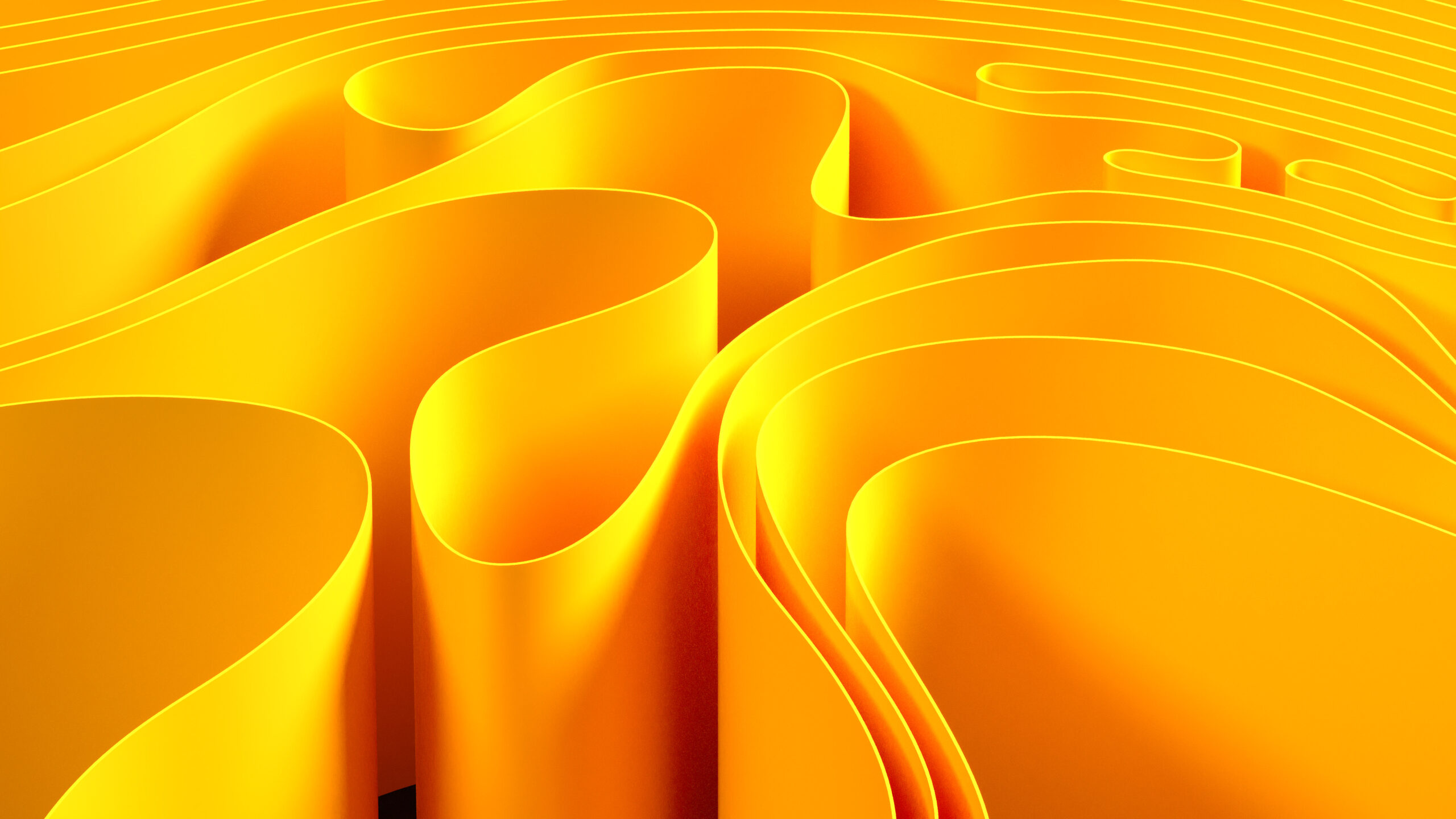 Abstract folded paper effect. Bright colorful yellow background.